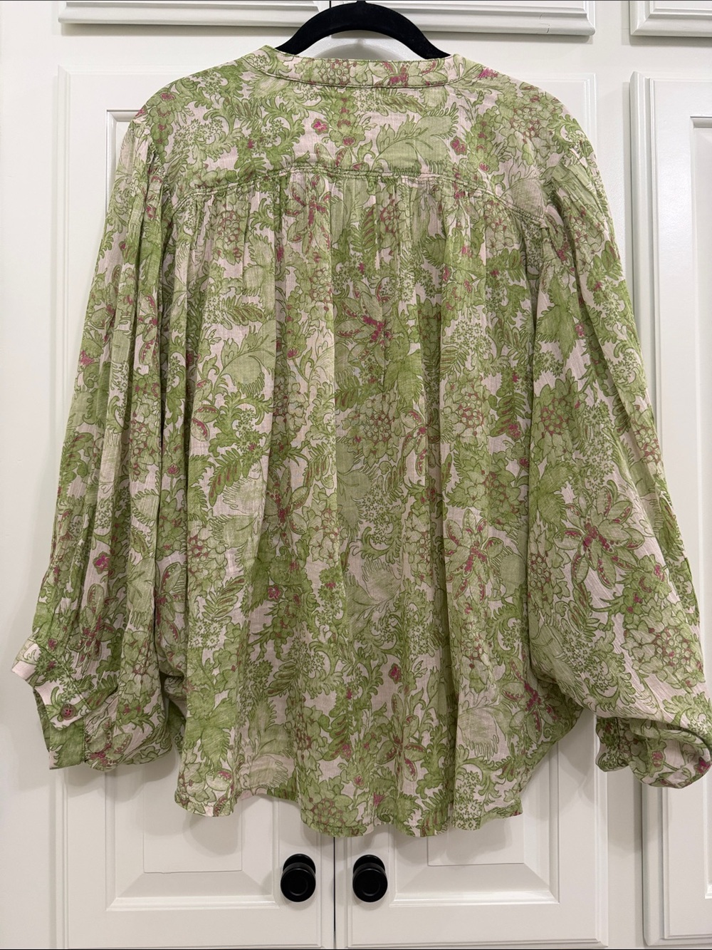Pilcro Green and Pink Floral Button-Front Blouse - Picture 4 of 7